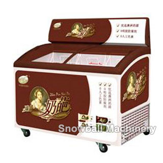 Commercial Curved Glass Door Chest Freezer Showcase Freezer For Gelato