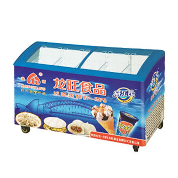 Top open curved glass ice cream freezer SD333G
